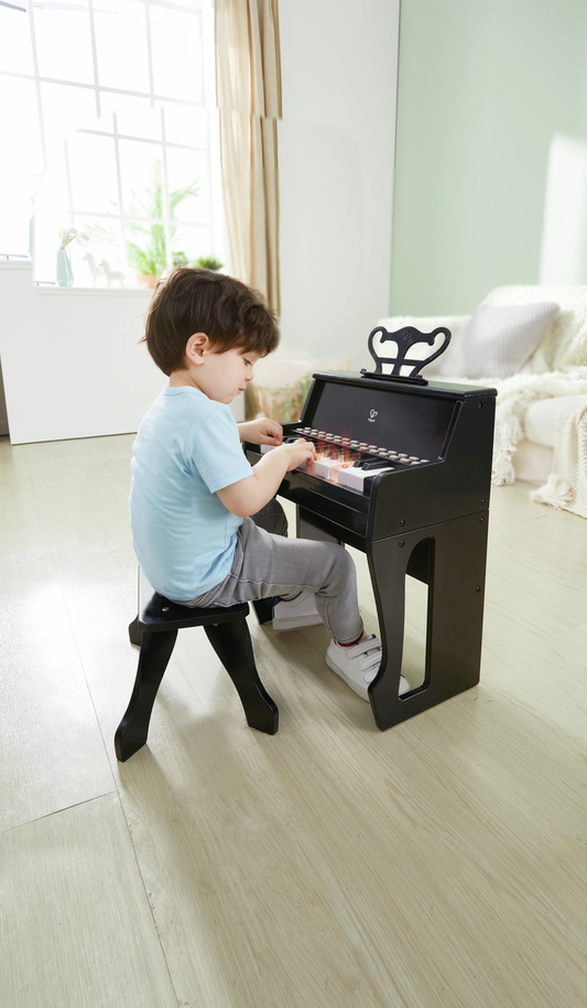 Learn with Lights Black Piano with Stool|25 鍵發光學習鋼琴連琴凳