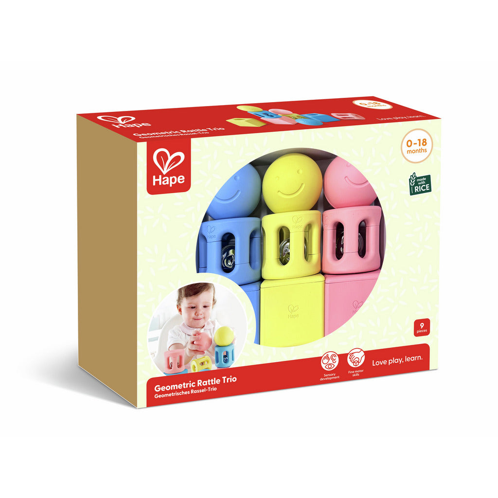 Trio Geometric Rice Toy｜幾何米製搖鈴三件組（米基材）
