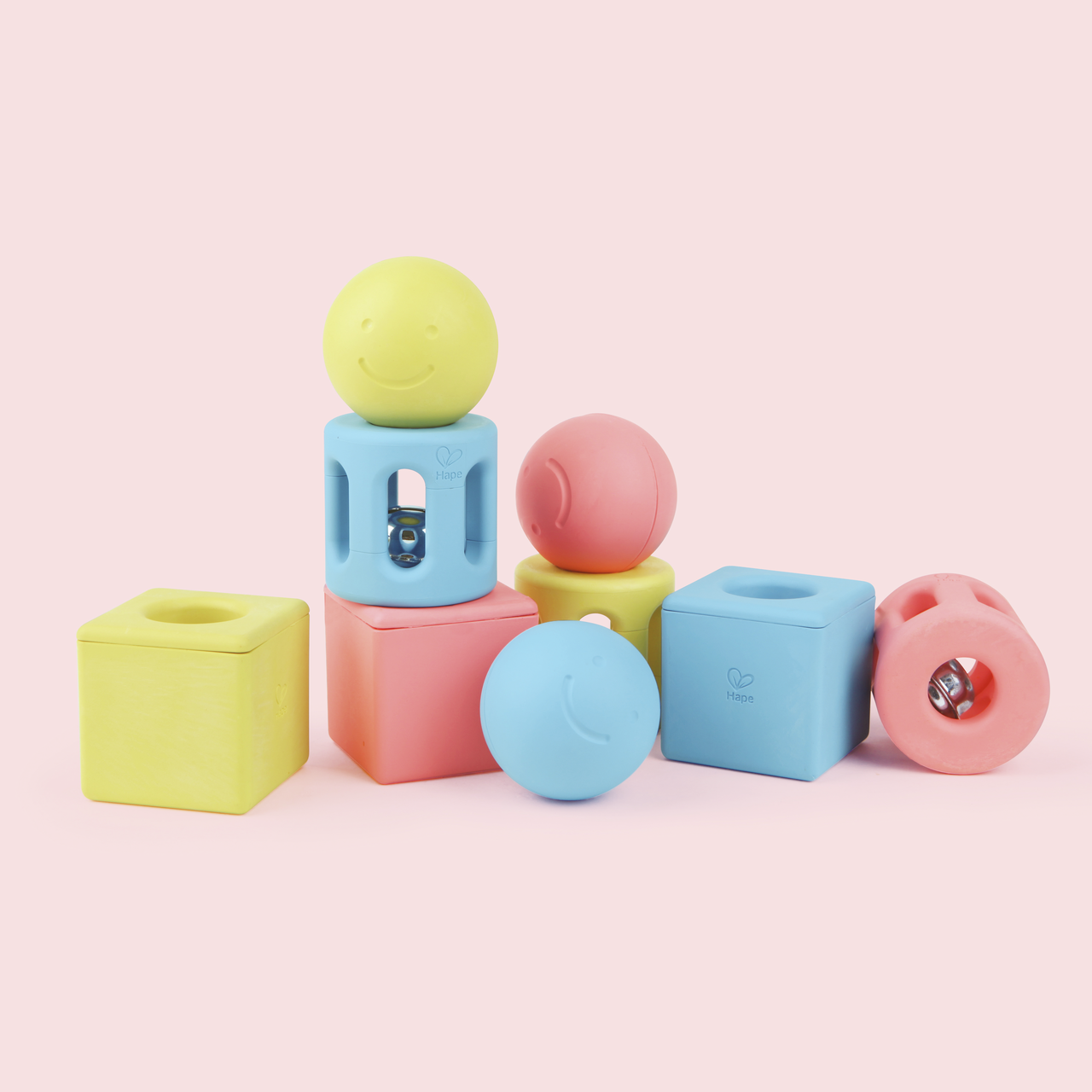 Trio Geometric Rice Toy｜幾何米製搖鈴三件組（米基材）