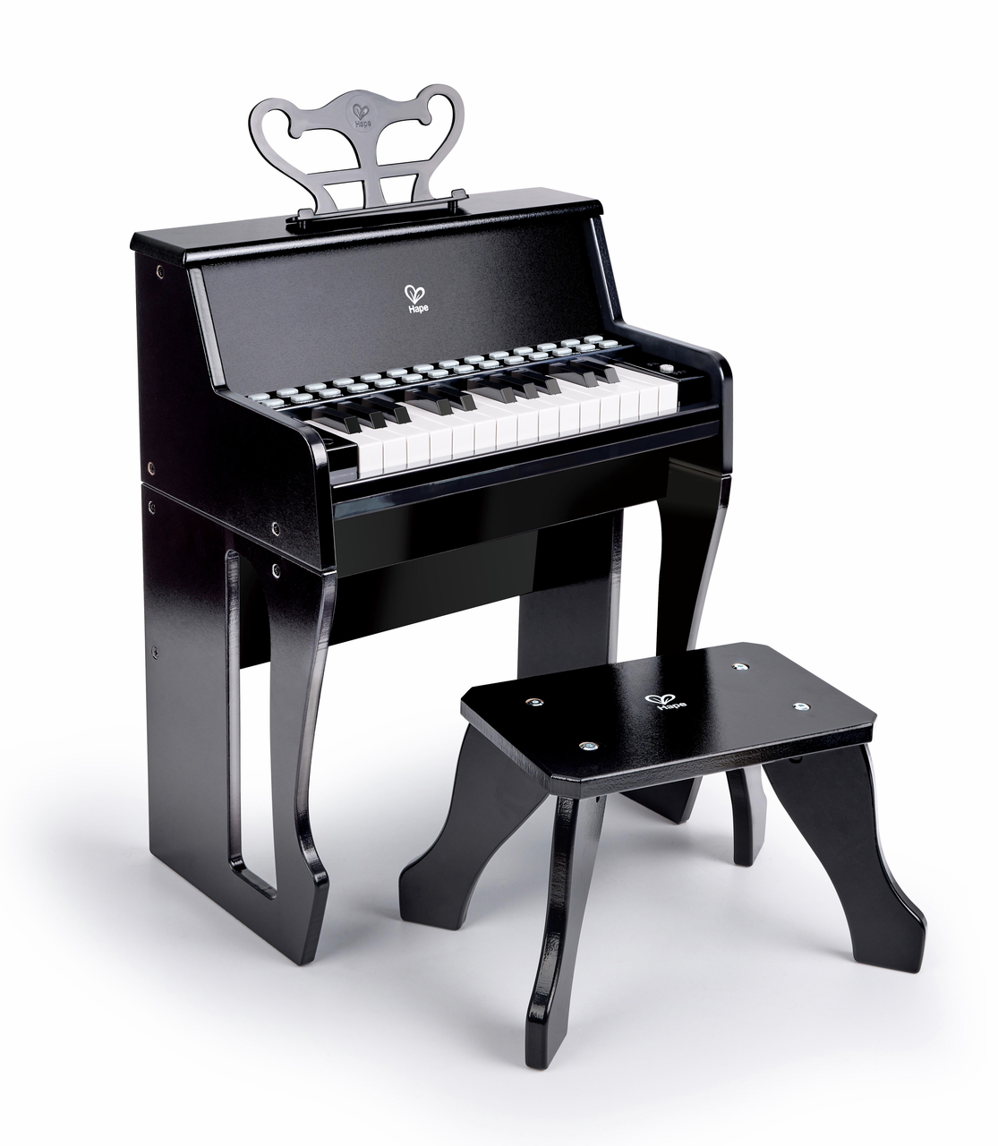 Learn with Lights Black Piano with Stool