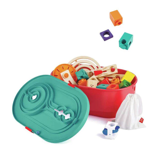 Hape Quadrilla Stack Track Bucket｜螺旋軌道遊戲收納組